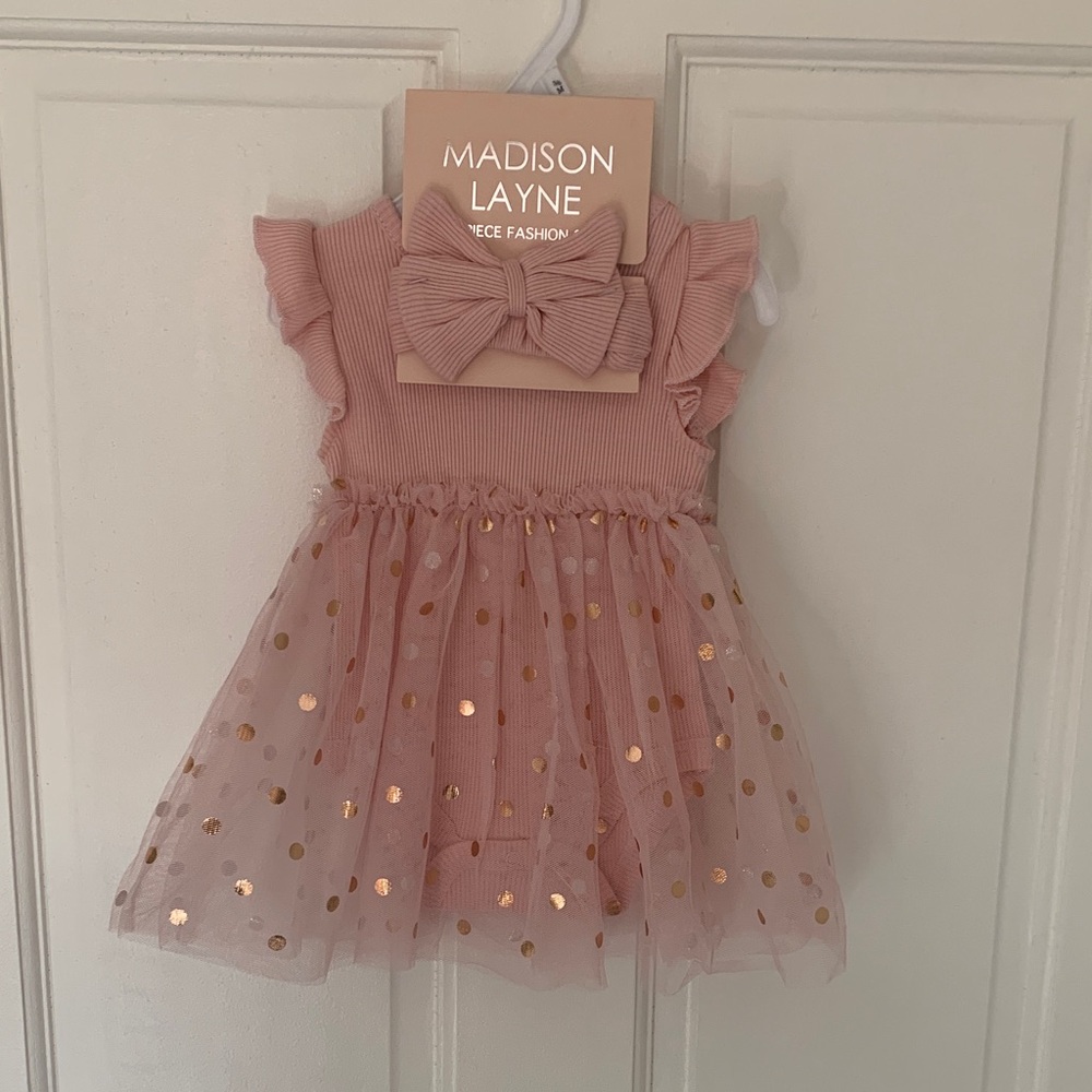 Madison Layne Pink Dress with Gold Dots